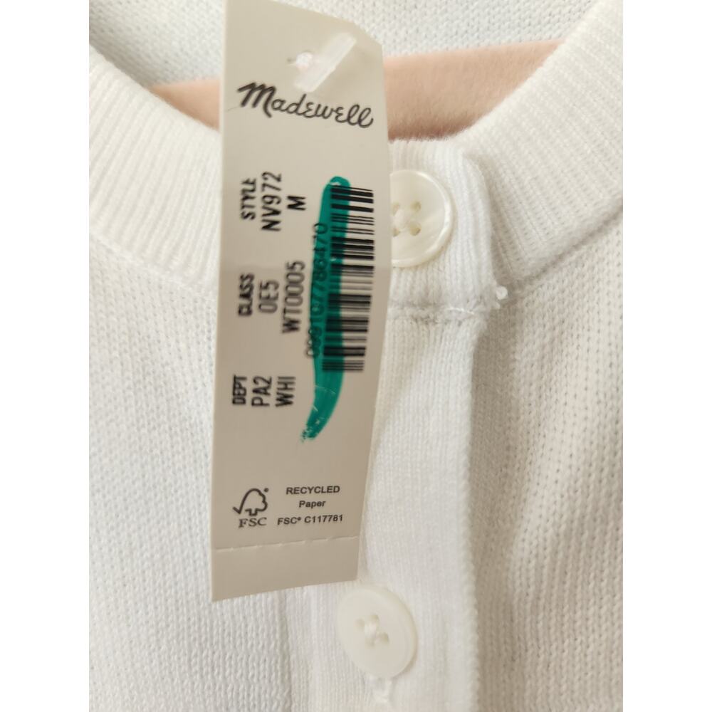 NWT Madewell Crewneck Cardigan in 100% Cotton White M - Picture 9 of 12